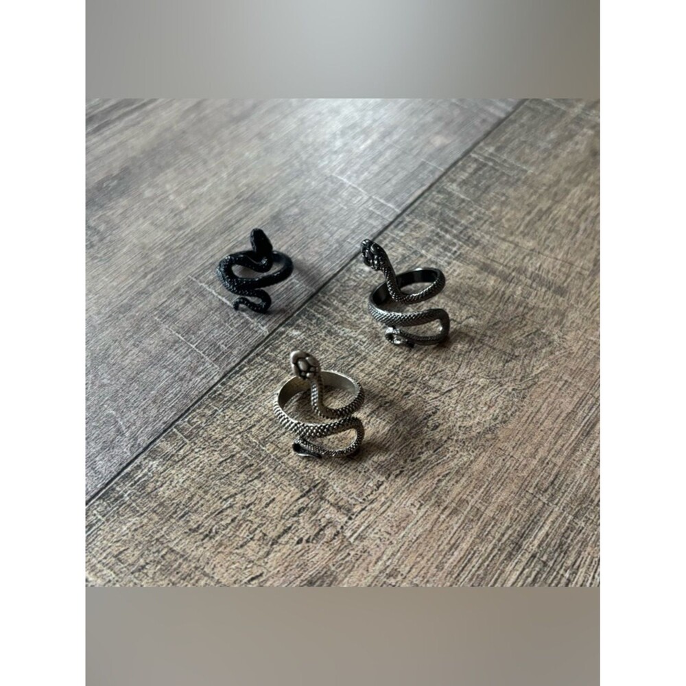 Fashion Jewelry women’s adjustable metal  snake serpent wrap rings lot of three